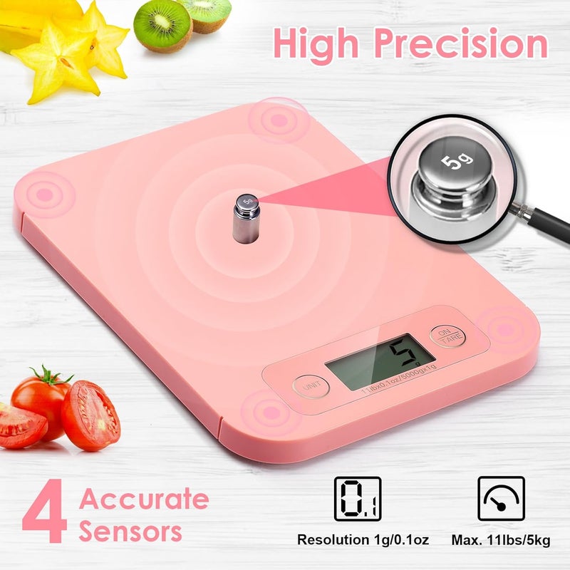 URAMAZ Smart Food Scale for Weight Loss, Digital Food Scale Grams and Ounces with Nutritional Calculator, Food Weight Scale for Diet, Keto, Macro, Calories Counting, Meal Prep 0.1oz/11lb (Pink) - Image 5